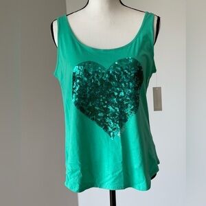 New York & Company size large tank top with sequin heart new with tags